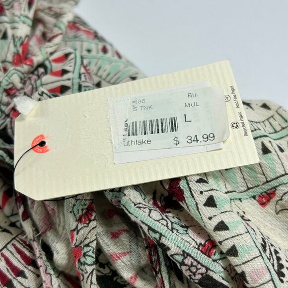 BILLABONG Majestic Seas Crop Tank Top Sz L Multicolored Geo Print Rayon Woven - Picture 8 of 10